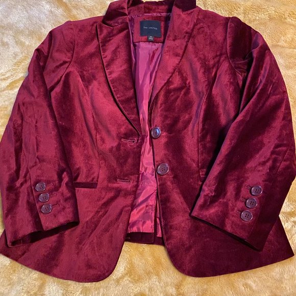 EUC Limited Perfect Red Velvet Blazer Jacket - Picture 5 of 5
